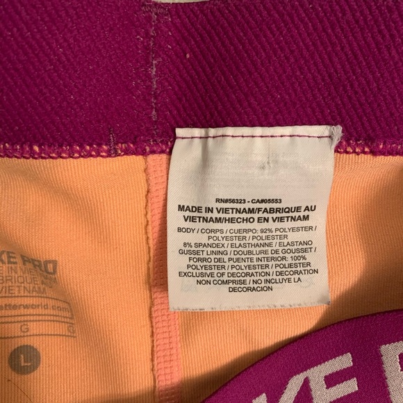 Girls Nike Pro Capri Leggings Orange & Pink Large - Picture 3 of 7